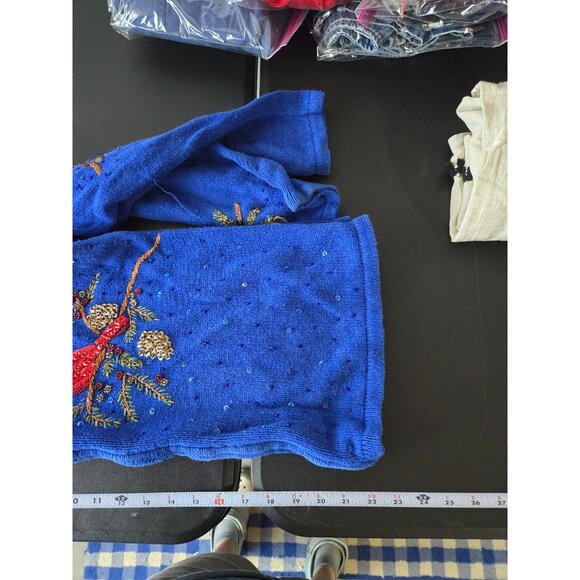 Tiara international Womens Cardinal Beaded Full Zip Sweater Jacket Size Small - Picture 6 of 9